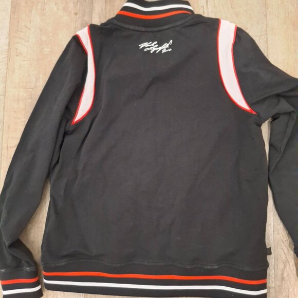 Karl Lagerfeld Paris Black & Red Zip-Up Jacket S Full-zip  Signature logo patch - Picture 2 of 8